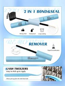 Rikuaild Eyelash Extension Kit, 144pcs Cluster False Eyelashes, Includes Adhesive And Sealer, Remover, Tweezers, Suitable For Beginners, Easy To Use, Salon-Grade Long-Lasting Eyelash Extensions - Multicolor - View 4