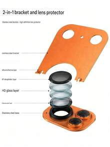 1pc Camera Lens Protective Film 2IN1 Phone Holder Matte Metal Aluminum Alloy Tempered Glass Material Compatible With IPhone 17 Pro Max/17 Pro, Easy To Stick, Scratch Resistant And Wear-Resistant, Fully Covered, Compatible With Protective Cases, Suitable For Occasions Such As Birthdays/Easter/Thanksgiving/Family/Friends, Unisex, Bubble Free, Scratch Resistant And Wear-Resistant, High Hardness - Support Armor - View 9