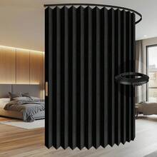 Room Divider Curtain Set With Flexible Ceiling Track,% Blackout Privacy Curtain, Soundproof Fabric Accordion Style Curtain Bedroom, Office, Patio & Sliding Door, Black, W100 X L84, 1 Pack - Grey - View 4