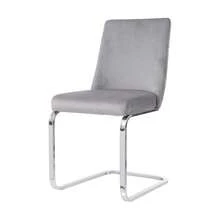 Grey Velvet Dining Chair Set Of 2 With Diamond Back Design - 灰色 - 查看 11