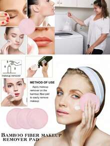 5/10/20pcs Reusable Makeup Remover Pads, Gentle On Skin, Quick Makeup Removal, Suitable For All Skin Types - Pink - View 5