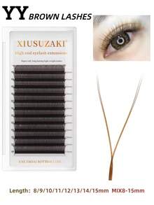 XIUSUZAKI 12Rows Brown Lashes YY Fairy Eyelashes Extension D Curl Pre-Made Eyelash Cluster Natural Look Individual Lashes Elongated Winged Lashes Suitable For Professional Eyelash Cluster Travel, Gifts, Parties, Cosplay - D - View 1