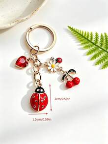 Gantungan Kunci Kumbang, Bunga Daisy, dan Ceri Paduan Logam Motif Tetesan Minyak, Gantungan Tas Lucu, Gantungan Kunci Kumbang Tujuh Titik, Liontin Kombinasi Berlian Imitasi Hati, Bunga Daisy, Ceri, dan Batu Permata, Gantungan Tas Feminin, Cocok untuk Dekorasi Tas Ransel, Ornamen Tas Sehari-hari, Hadiah Pesta Liburan, Hadiah Kembali ke Sekolah, Gantungan Kunci Wanita, Gantungan Kunci Mobil, Bahan Pembuatan Gantungan Kunci, Gantungan Kunci Pria, Gantungan Kunci Hiasan Tas Ransel, Gantungan Kunci, Liontin Gantungan Kunci, Dompet Koin Gantungan Kunci, Gantungan Kunci Massal, Set Gantungan Kunci, Aksesoris Gantungan Kunci - MultiWarna - View 6