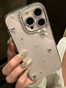 Casing Ponsel Kristal Mengkilap, Kompatibel Dengan IPhone 16, 15, 14, 13, 12, 11 Pro Max, Perlindungan Penuh (Film Lensa Hanya Untuk Tampilan Foto, Produk Sebenarnya Tidak Termasuk Film Lensa) - Clear - View 2