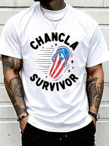 100% Cotton Chancla Survivor Puerto Rican Puerto Rico Funny Spanish Joke T-Shirt Women's Men Graphic Tee - 白色 - 查看 1