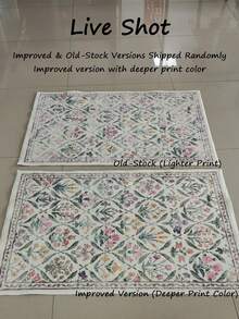 1pc Light Color Leaf Floral Living Room Rug, Suitable For Kitchen, Dining Room, Bedroom, Room Holiday Decor, Indoor/Outdoor, Office, Lobby, Anti-Slip Doormat, Bathroom Rug, Hallway, Study Gaming Area Rug - Multicolor - View 8