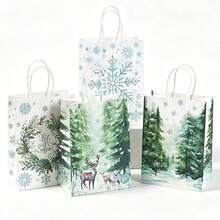 34/68/102pcs Christmas Gift Bags With Handles, Bags For Christmas Bags, Party Favors,Includes Christmas Stickers - F - View 8