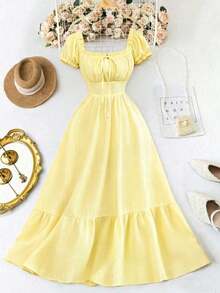 Women Short Dresses - Yellow - View 5