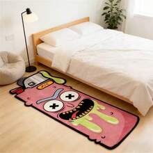 1PC Brown Baseball Shaped Long Strip Decorative Rug, Bedroom Decor, Small Rug, Carpet, Home Decor, Living Room Rug, Living Room Small Rug, Bedroom Rug, Living Room Home Decor - Multicolor - View 2