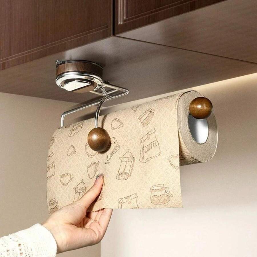 1 cái giá treo khăn giấy nhà bếp có cốc hút, giá treo giấy vệ sinh bằng thép không gỉ, kệ để khăn giấy, giá treo giấy vệ sinh, phụ kiện phòng tắm - Nhiều màu - Xem 1