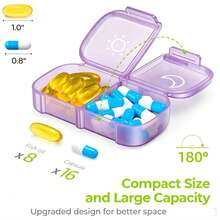 Portable Weekly Pill Organizer 7 Day AM & PM, Detachable Mini Pill Box, Travel Waterproof Vitamin Case, Compact Supplement Medication Storage Container For Outdoor Trip Office - AM PM Pill Organizer - View 2