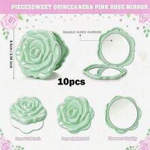 1/6/10pcs Portable Foldable Mini Rose-Shaped Water Ripple Mirror - Double-Sided Glass Makeup Mirror With Floral Pattern Design, Exquisite Cute Handheld Mirror Perfect For Holiday Gifts, Travel And On-The-Go Beauty Makeup - Multicolor - View 21