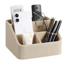 Caja de almacenamiento para control remoto, organizador de escritorio compacto de cuero PU, elegante y lindo, adecuado para escritorio de oficina en casa, estante de almacenamiento para control remoto en mesa de noche, unisex - Multicolor - Ver 18