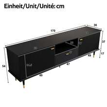 TV Stand With Open Shelves And Drawers - Black - 黑色 - 查看 4
