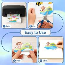 ESHANG 40/50 Sheets A4 Glossy White Printable Sticker Paper, Waterproof Self-Adhesive Vinyl Sheets, Compatible With Inkjet Printers, Ideal For DIY Crafts And Scrapbooking, Perfect For Office And School Supplies, Back To School - Glossy White - View 8