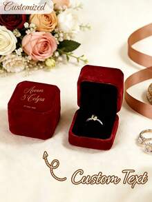 Personalized Wedding Ring Box Engagement Ring Box Proposal Ring Box Modern Ring Box Anniversary Gift With Custom Display Stand And Velvet Lining Holds 2 Rings Suitable For Wedding Engagement Proposal Jewelry Storage - Multicolor - View 6