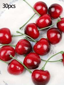 5/10/20pcs Artificial Cherries, Plastic Material. Used For Kitchen, Home, Living Room And Party Table Display, Artificial Fruit Decoration, Photography Props And Decorative Ornaments, Ideal Gift For Birthday, Graduation And Holiday Parties - Multicolor - View 23