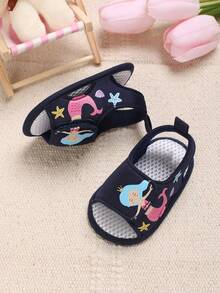 Summer Baby Sandals, 0-1 Year Old Soft Anti-Slip Breathable Baby Girl Shoes - Blue - View 4