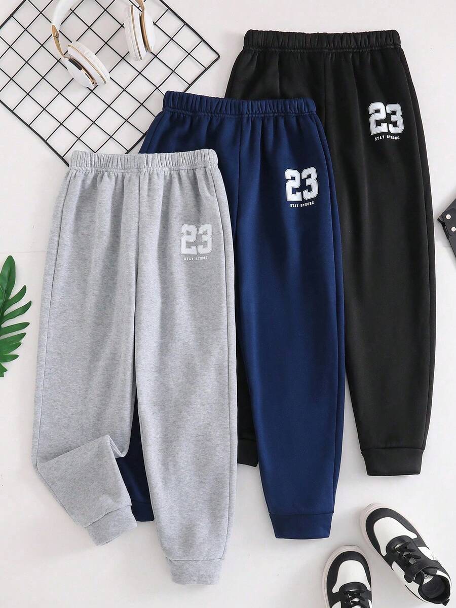 Toddler Warm 3-Piece Number Print Casual Soft Comfortable Long Pants - Multicolor - View 1