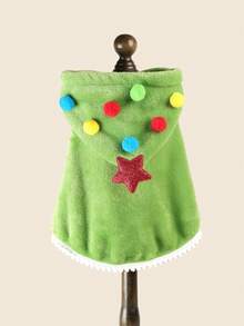 PETCIRCLE 1PC Pet Clothes Autumn/Winter New Small Dog Puppy Cat Cute Style Holiday Atmosphere Plush Christmas Cape - Christmas Tree - Green - View 7