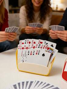 1/2pcs Playing Card Holder, Playing Card Inserter, Hands-Free, One-Handed Operation, Non-Slip Durable, Slanted Design, Suitable For Card Games, Poker Parties, Family Card Game Nights, Plastic Material, Holds Up To 40 Cards - Multicolor - View 3