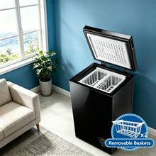 WANAI 2.5 Cu.Ft Deep Freezer Small Chest Freezer Top Open Door Two Baskets Digital Display Black - US B Type Plug(110-127V) - View 7