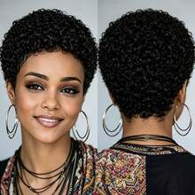 6 Inch Short Curly Wig For Women, Short Layered Machine-Made Full Head Wig, Elf-Like Curly Short Hair - Multicolor - View 3