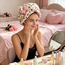 Syvvste Bando Telinga Kucing 3D Motif Leopard, Topi Rambut Lembut Cepat Kering untuk Tidur, Cocok untuk Perawatan Rambut Sehari-hari dan Malam Hari - Macan Tutul - View 4