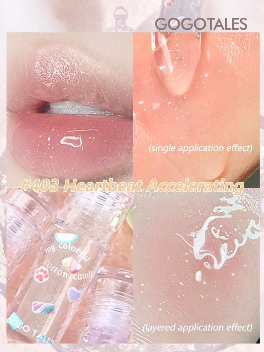 GOGO TALES Marshmallow Soft Lip Oil, Creates Glass Lip Effect, Non-Sticky Texture, Moisturizing Lip Gloss, Transparent Shiny Lip Tint, Suitable For Daily Natural Makeup GOGOTALES - #403 Heartbeat Accelerating - View 1