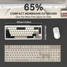 ATTACK SHARK FreeWolf M68 67-Key Tri-Mode Wireless Gaming Keyboard PBT Keycaps Rainbow Backlit Silent Ergonomic Keyboard - View 3
