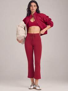 VUTRU 1pc Slim Fit Capri Yoga Pants With Butt Lift And Flared Leg For Running, Fitness, Pilates Sports Summer - Red - View 4