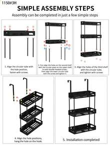Estantería colgante para puerta, estante de puerta de varias capas, almacenamiento colgante, ahorro de espacio, adecuado para despensa de cocina y almacenamiento de especias, diseño de fácil instalación, sin perforación, estantería multifunción de cocina - Gancho para colgar detrás de la puerta - Ver 9