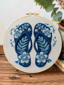 1pc 20*20cm/7.9*7.9in Ocean Theme Turtle & Shell Embroidery Kit, DIY Hand Embroidery Set For Adult Beginners, Home Decor Gift, Women's Sewing Gift, Includes User Manual, Printed Fabric, Embroidery Hoop, Needles & Thread - Sea Turtles - View 9