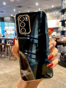 MewTrek 奢華電鍍手機殼，新款時尚矽膠防震軟殼，相容 iPhone / Galaxy Hot Reno Honor - 黑色 - 查看 6