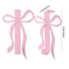 Pink Bow-Shaped Metal Hook, Door-Hanging Design, Elegant Bow Towel Hook Rack, Cute Room Decor, Suitable For Girls' Room, Cabinet, Living Room, Bathroom And Bedroom, Space-Saving And Multi-Functional Decoration - Pink - View 8