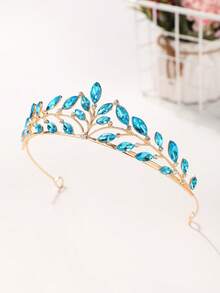 1pc Bridal Wedding Crown Headpiece Crystal Rhinestone Embellished Hair Hoop New Style Tiara - 44026 Lake Blue - View 7