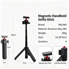 便攜式磁吸 360°可旋轉相機支架三腳架自拍棒，適用 OSMO Action6/5Pro/4/3 Nano，戶外運動桌面 Vlog 拍攝延長桿 - 查看 10