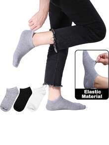 1/5/10/15/20/30Short Men's Socks Black And White Sports Simple Solid Color Low Cut Versatile Classic Socks Sweat Absorbing Breathable Low Vamp - Multicolor - View 5