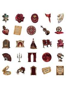 50PCS,Retro Concert Transparent Stickers,PET Material,Creative And Aesthetic Design Sticker,Suitable For Mobile Phone Cases, Tablets, Mobile Phone, Laptops, Suitcases, Cars, Notebooks, Helmet, Guitar, Skateboard, Storage Box,Computer, - 50pcs - View 3