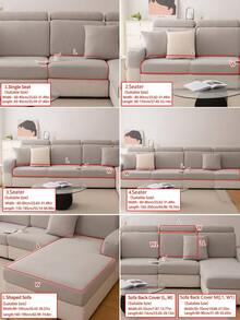 1pc Elastic Thickened Comfortable Fleece Sofa Cover, Non-Slip Full Coverage Sofa Seat Cover, All-Season Universal Sofa Cushion Cover, Fabric Thickened Sofa Cover Cloth, Machine Washable, Dust-Proof, Dirt-Resistant, Home Decor, Pet-Friendly Protective Cover, Light Gray Fresh Room Decoration, Adjustable Corner Sofa Cover Suitable For Bedroom, Office, Living Room Combination And L-Shaped Sofa Blanket And 1234 Seat Covers - Light Grey - View 5