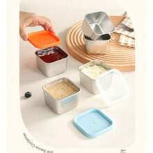 3pcs Square Stainless Steel Food Storage Containers With Colorful Silicone Lids, Reusable Small Leak-Proof Meal Prep Boxes, Metal Refrigerator Storage Containers For Fruit, Leftovers And Baby Food; Airtight Fresh-Keeping Lid Design To Keep Food Fresh; Rust-Resistant Durable Stainless Steel Meal Prep Containers, Lightweight Portable Mini Storage Boxes For Fridge, Freezer, Picnic And Outdoor Travel - Multicolor - View 7