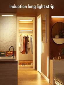 4/3pcs Motion Sensor Under Cabinet Lights, Magnetic Rechargeable LED Closet Light, Warm & White Dimmable Stick‑On Night Light, No‑Drill Sensor Lamp For Wardrobe, Staircase, Bedroom, Kitchen - 50 cm - View 5