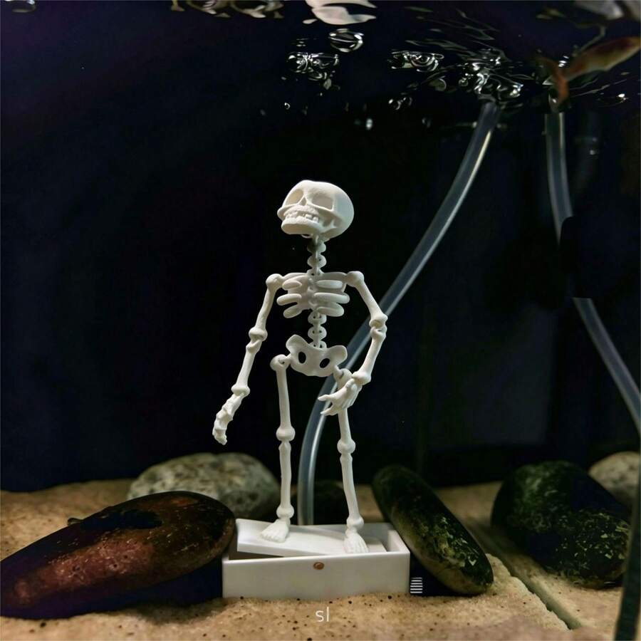 Dancing Skeleton Aquarium Bubbler Fish Tank Ornament - Multicolor - View 1