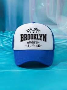 1件裝 男士 BROOKLYN 1833 綠色多色印花個性化戶外休閒時尚沙灘露營防曬透氣網布可調尺寸棒球帽卡車帽禮物，適合日常配戴 - B - 查看 33