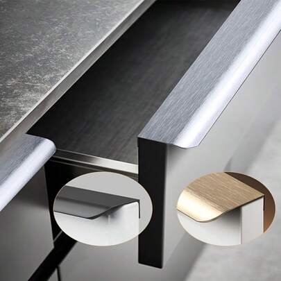 Manija de puerta oculta curva moderna - Estructura de aleación de aluminio elegante, diseño minimalista, fácil de instalar para armarios, gabinetes, gabinetes de cocina y manijas ocultas de muebles - Duradera, resistente a la corrosión, ahorradora de espacio, multifuncional