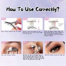 1 Pair Natural Magnetic False Eyelashes With Applicator, Soft Magnetic Lashes, No Glue Needed, Reusable, Extremely Soft, Suitable For Beginners - Multicolor - View 10