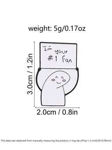 卡通人物「I'm Your #1 Fan」標語琺瑯領針胸章,勵志支持裝飾胸針 - 白色 - 查看 3
