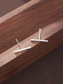 SYMFNY 1 Paio di Orecchini a Perno in Argento Sterling 925 Minimalisti e Versatili con Zirconi, Adatti per l'Uso Quotidiano delle Donne - Argento - Visualizzare 3