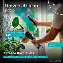 Adler Steam Mop 2 In 1 Steam Mop Handheld Steam Cleaner 1500W 3 Steam Levels 27ml/Min 25sec Heat-Up 380ml Tank 5m Cord 10 Accessories Window Scraper Chemical-Free - EU E Type Plug(220-240V) - View 2