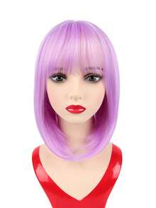 Short Straight Bob Synthetic Wigs Pink Hair Wig With Bangs For Women Cosplay Cute Wig Heat Resistant Fiber Halloween Wear - Multicolor - View 27